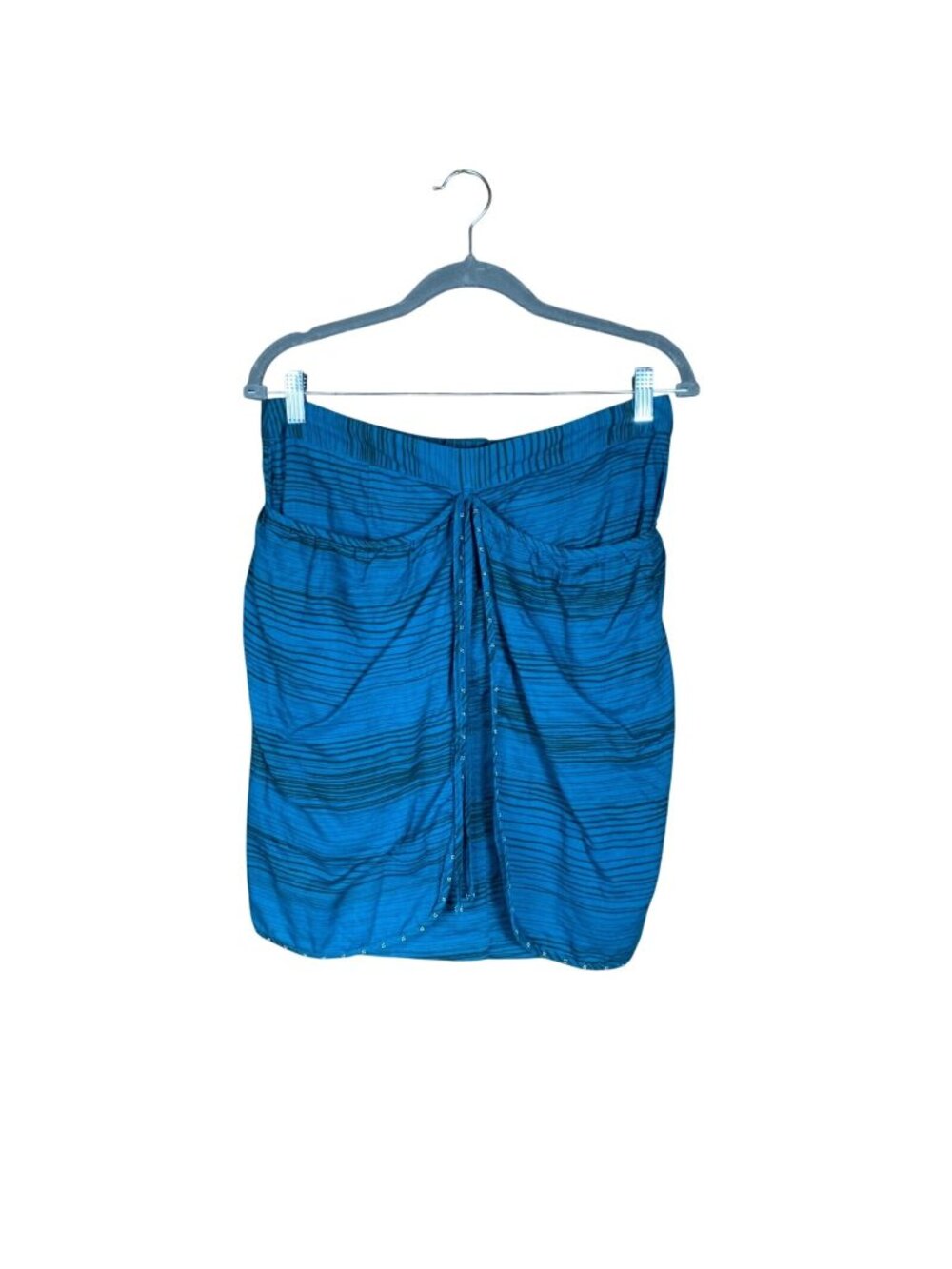Anthropologie Odille Women's 8 10 Teal Striped Tulip Skirt Draped Boho Artsy